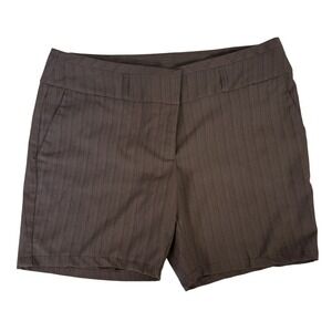Tracy Evans Shorts Women 9 Brown Pinstripe Dress Shorts Mid‎ Rise Professional